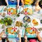 350 Pcs Beach Plates and Napkins Set Beach Party Supplies for 50 Guest (red, yellow, green, blue)